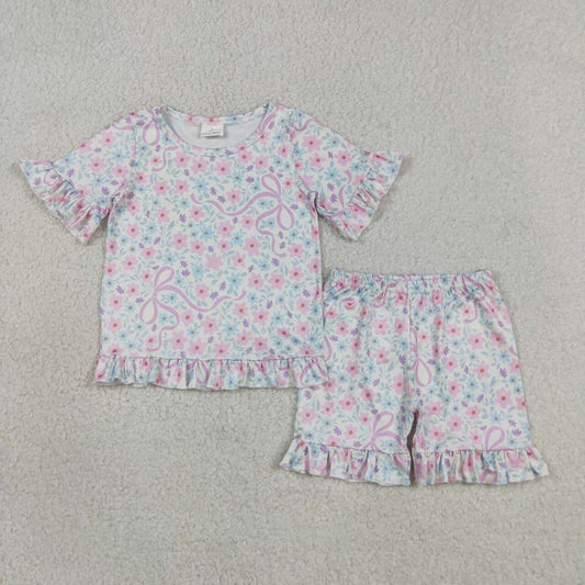 Purple flower Short Sleeve Boy Set GSSO3322