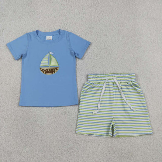 Summer Sailboat Embroidery Boy Set BSSO1860