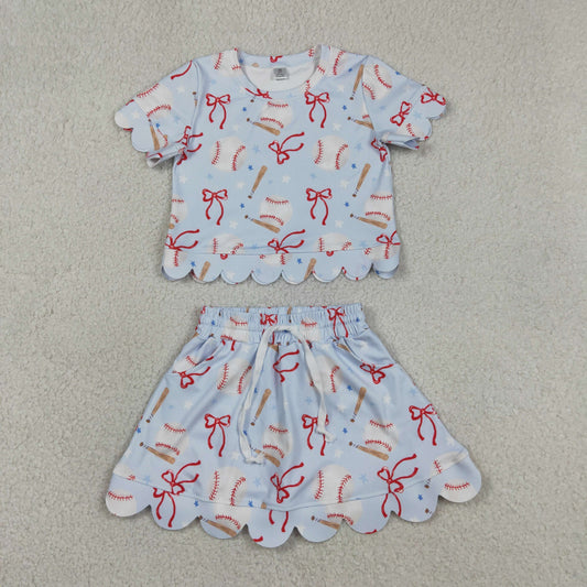 Toddler Girl Baseball Scallop Girls Skort Outfits GSD3656
