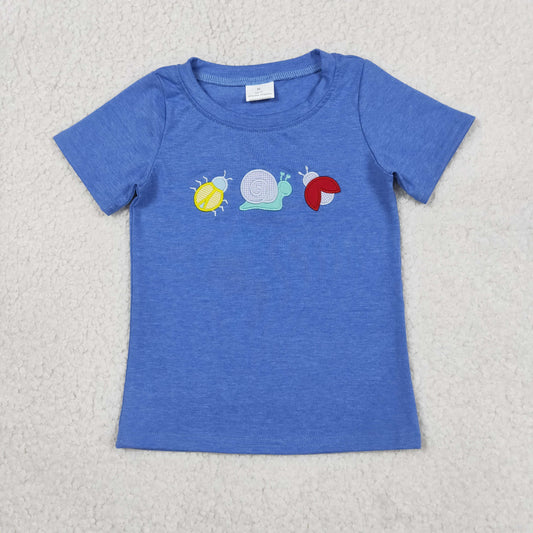 Snail Pattern Embroidery short sleeve Shirt BT1725