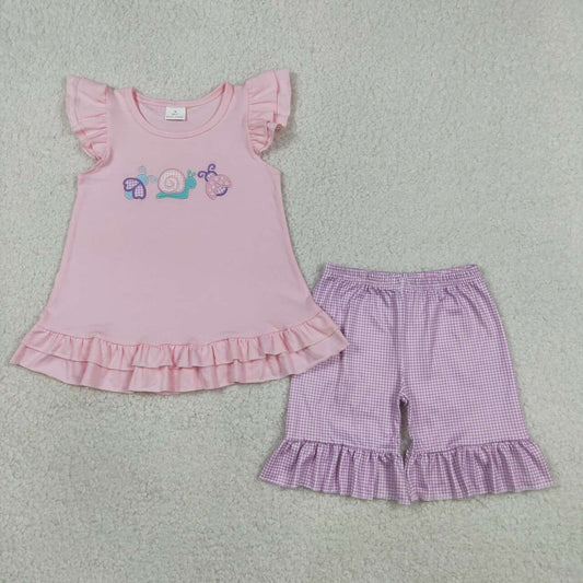Summer Pink Embroidery Girls Set GSSO3305