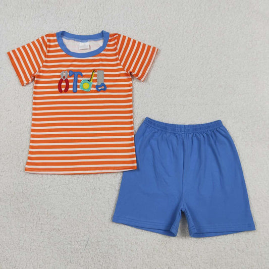 Summer Striped Embroidery Boy Set BSSO1851