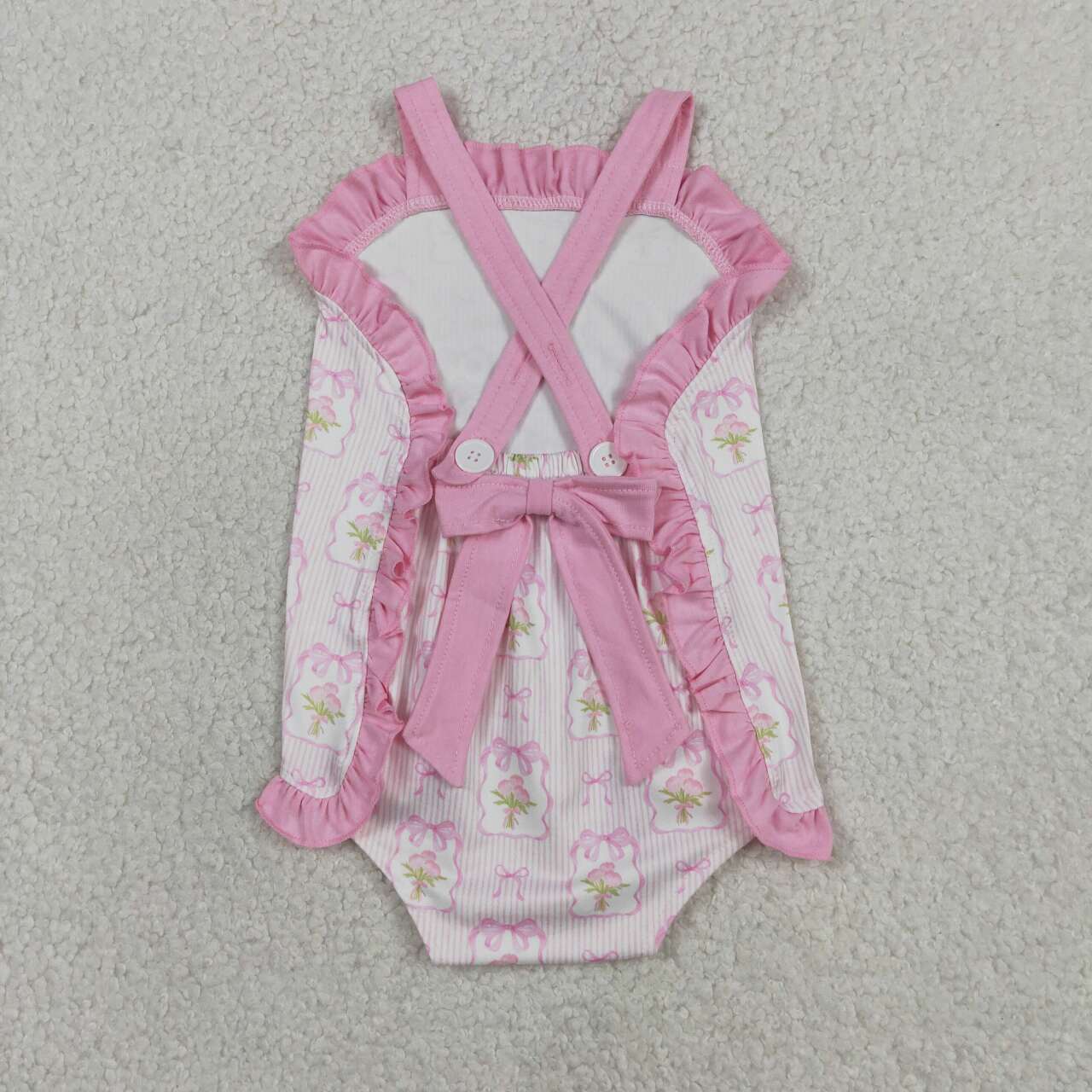 Pink Flower Print Baby Romper  SR4112