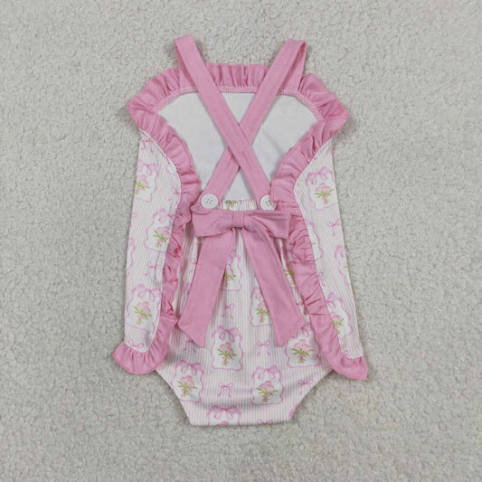 Pink Flower Print Baby Romper  SR4112