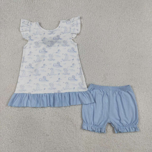 Summer Blue Dog Girls Set GSSO3061