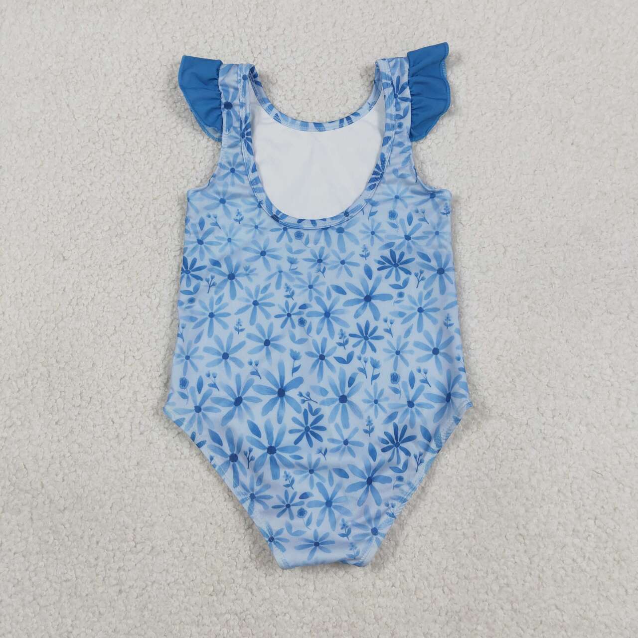 Blue flower print girl Swimsuit S0515