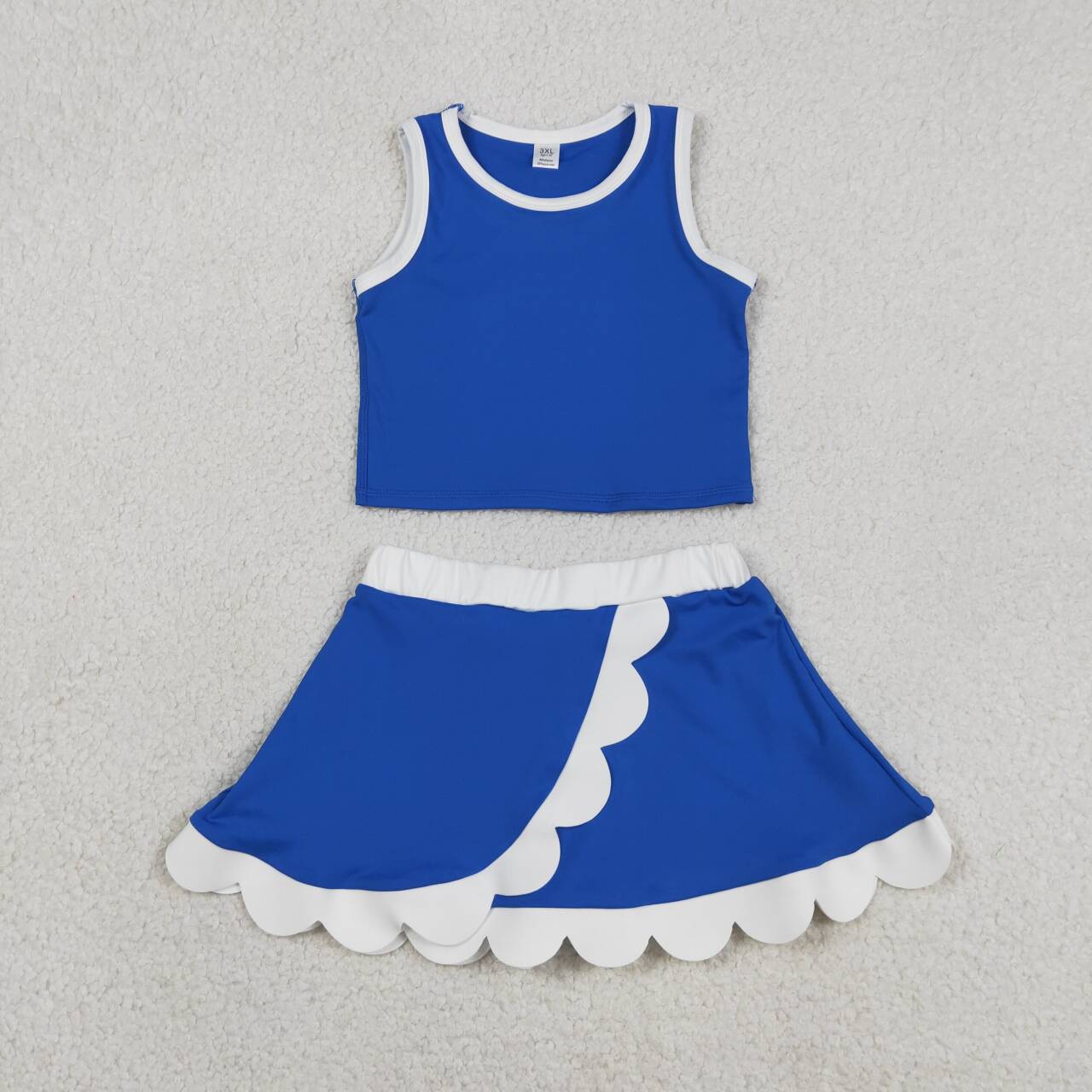 Athletic Blue Scalloped Red Skort Outfits GSD4022