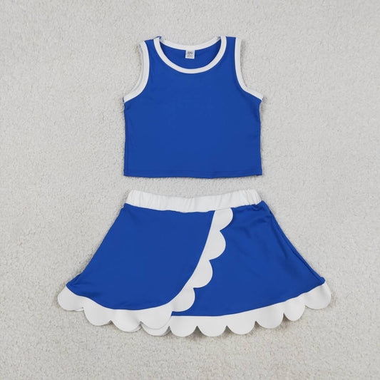 Athletic Blue Scalloped Red Skort Outfits GSD4022