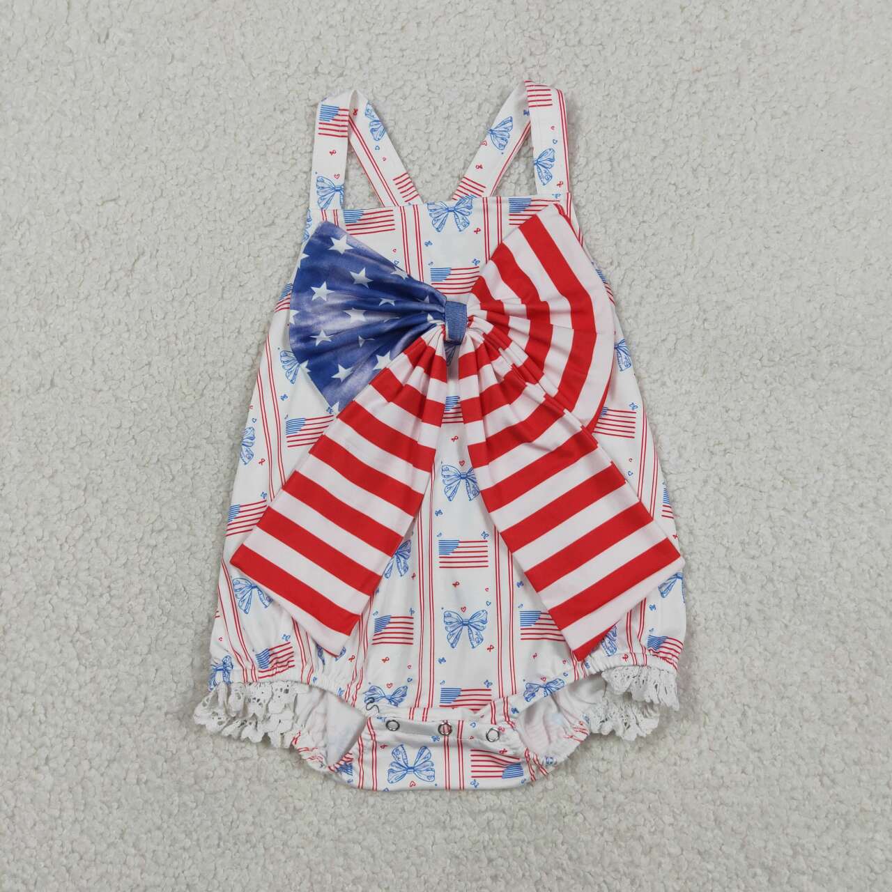 4th of July Bow Print Baby Romper  SR3862