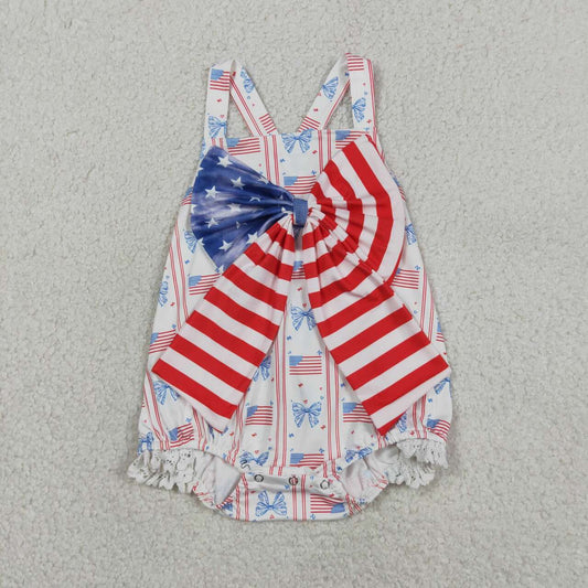 4th of July Bow Print Baby Romper  SR3862
