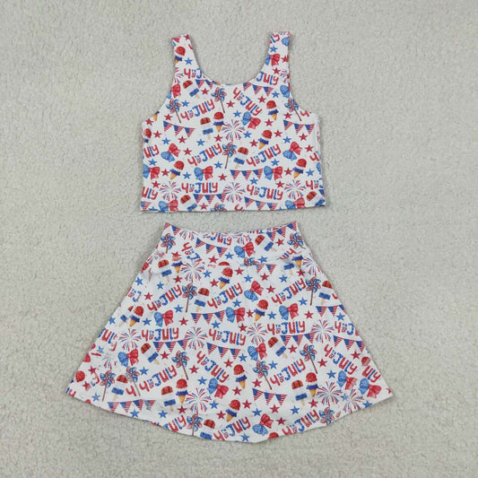 Girls 4th of July Dress Athletic Skort Outfits GSD3498