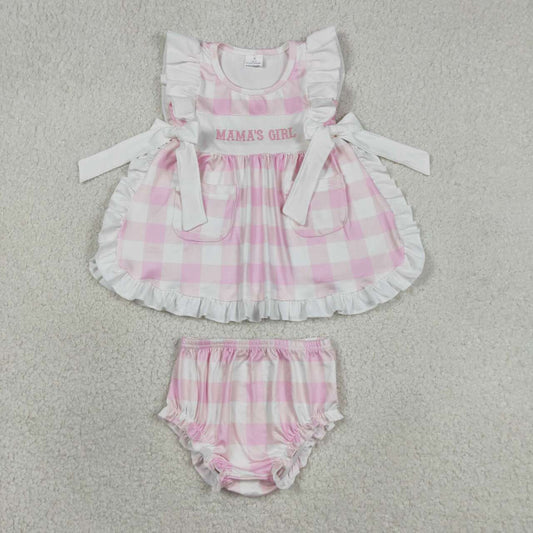Pink Plaid Sleeveless MSMS'S Girls Girls ‘s bummie outfit GBO0495