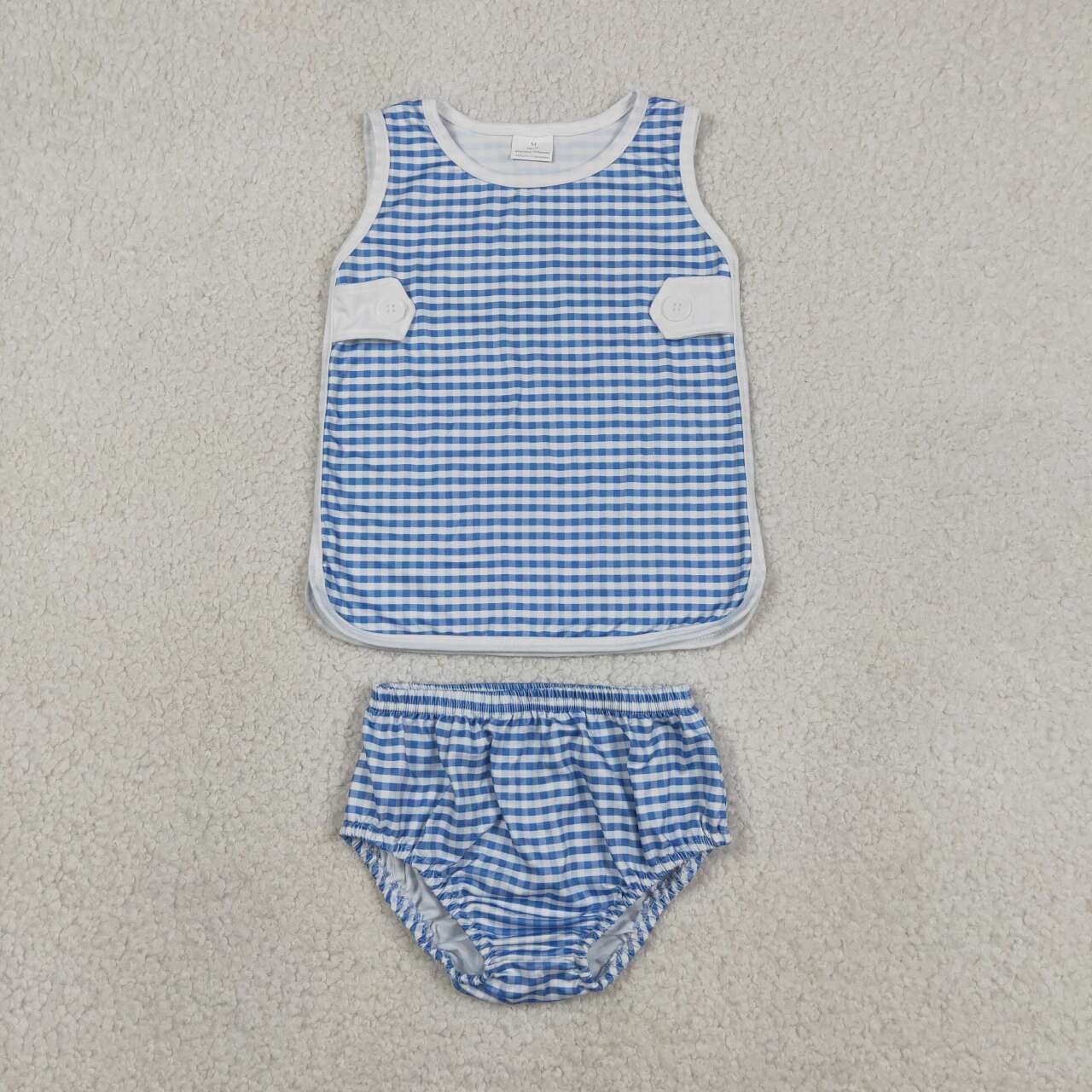 Blue Plaid Sleeveless Girls ‘s bummie outfit GBO0531
