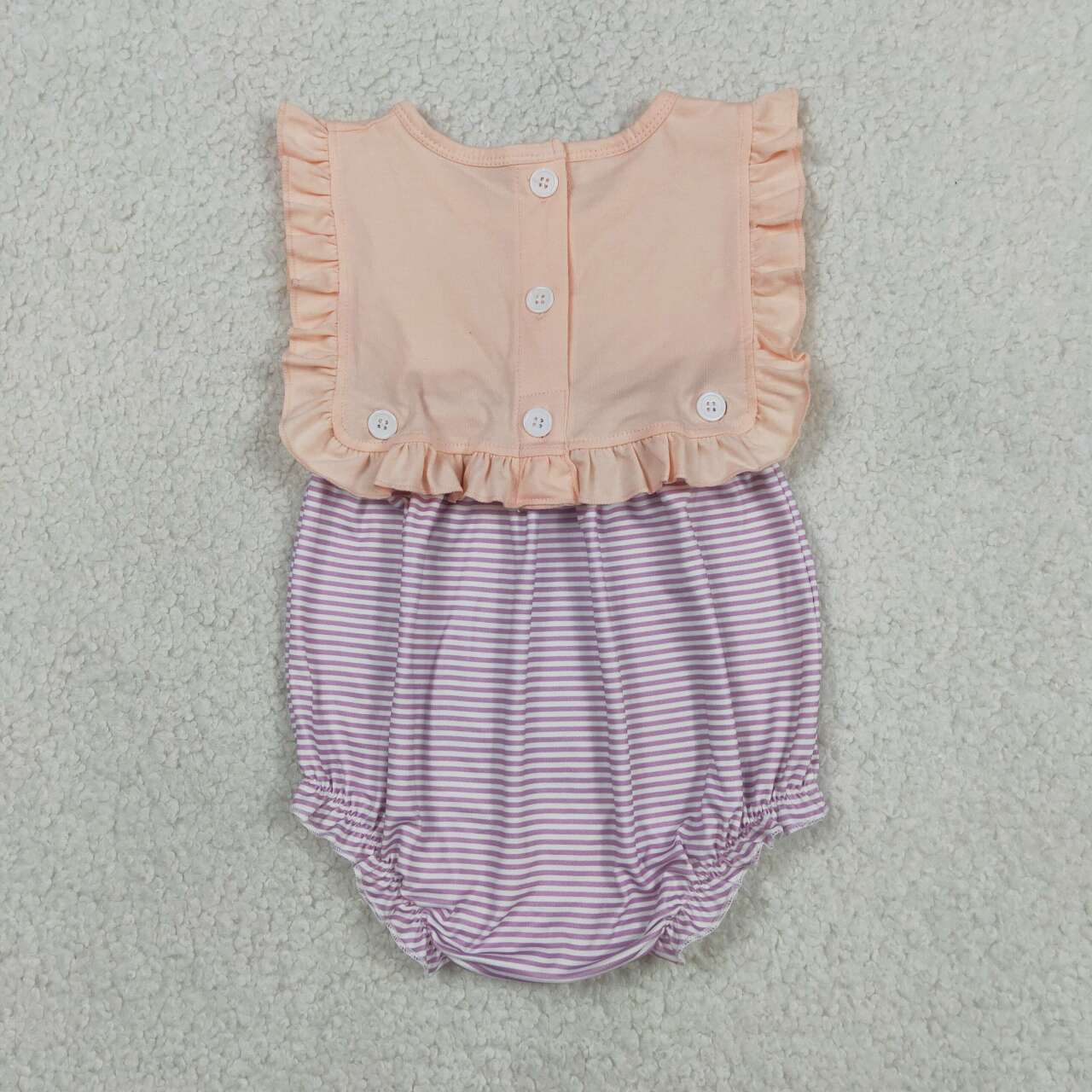 Coral with Ruffle Print Baby Romper  SR3941