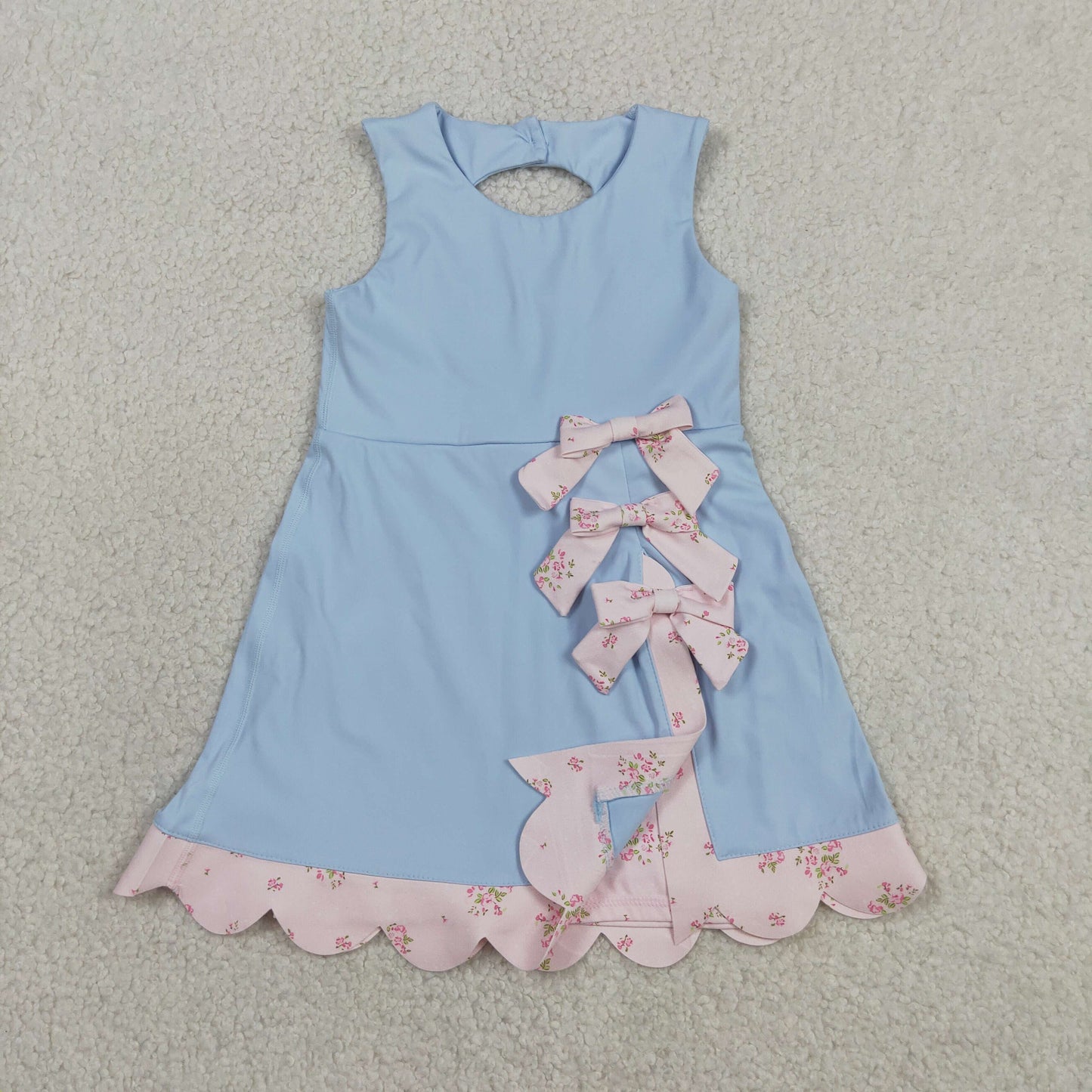 Athletic Blue Bow Girls Dress GSD3030