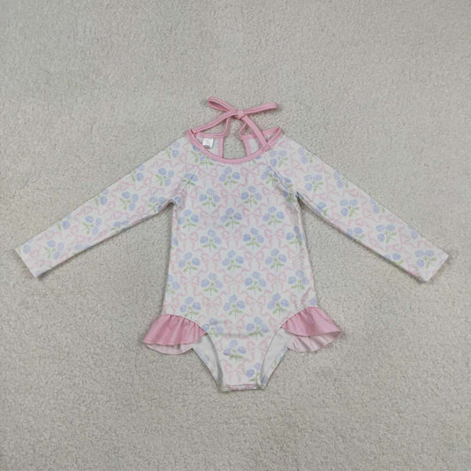 flower print girl Swimsuit S0655