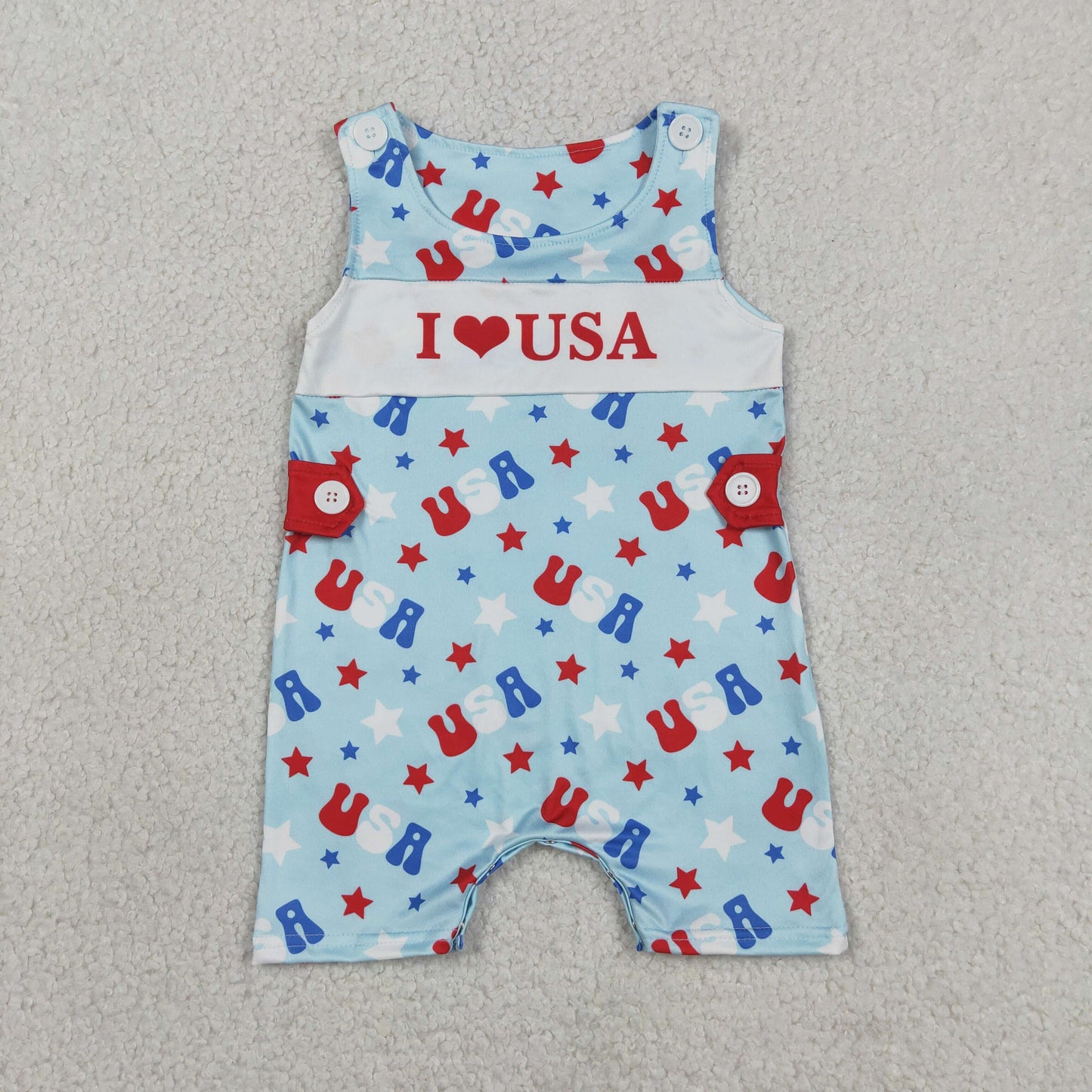 4th of july i love USA Print Baby Romper  SR4155