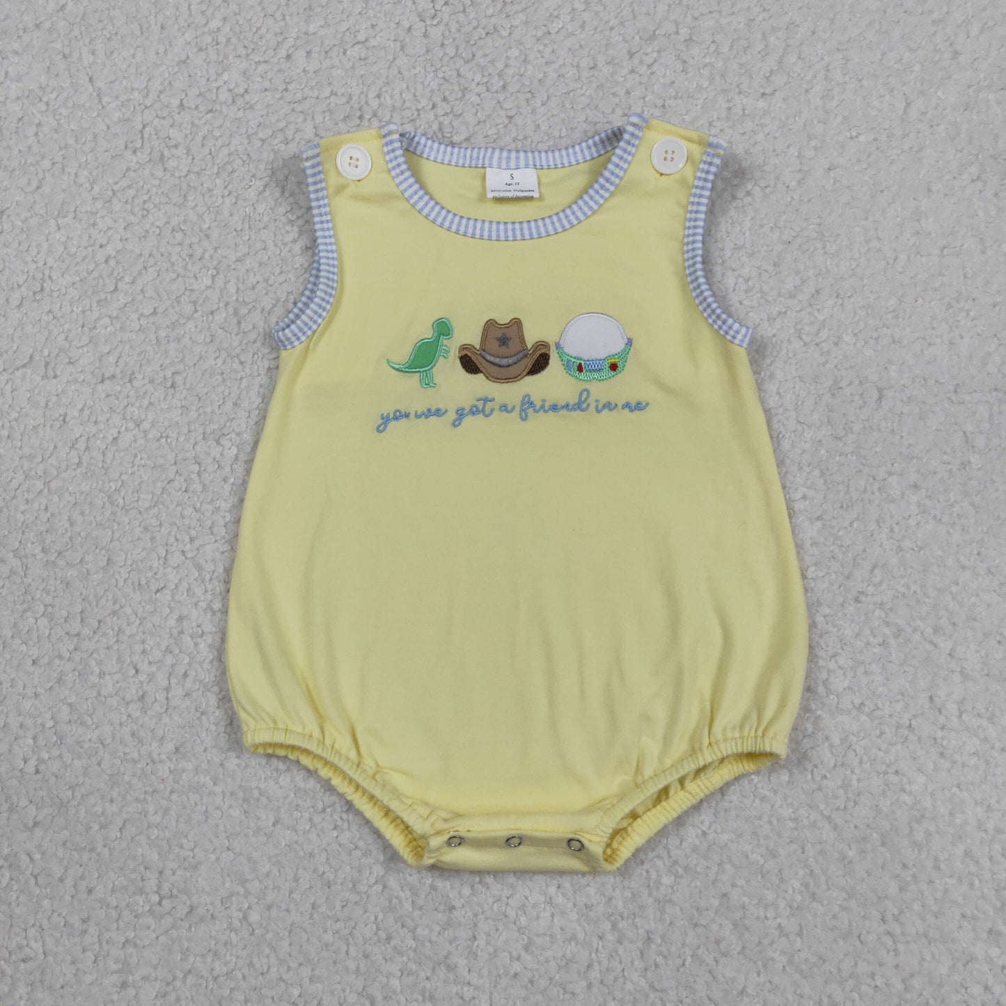 Embroidered Sleeveless Dinosaur Baby Romper  SR4106