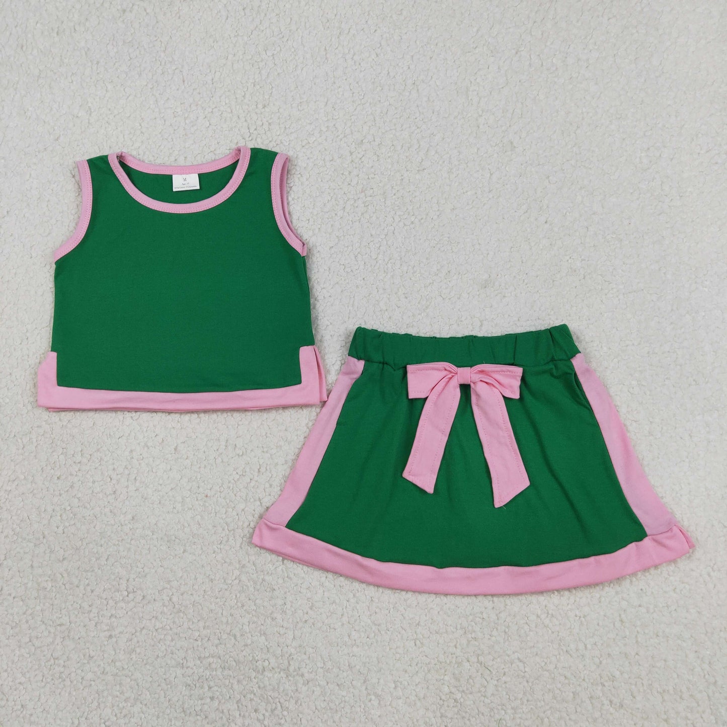 Green Short Sleeve Girls Set GSD3830