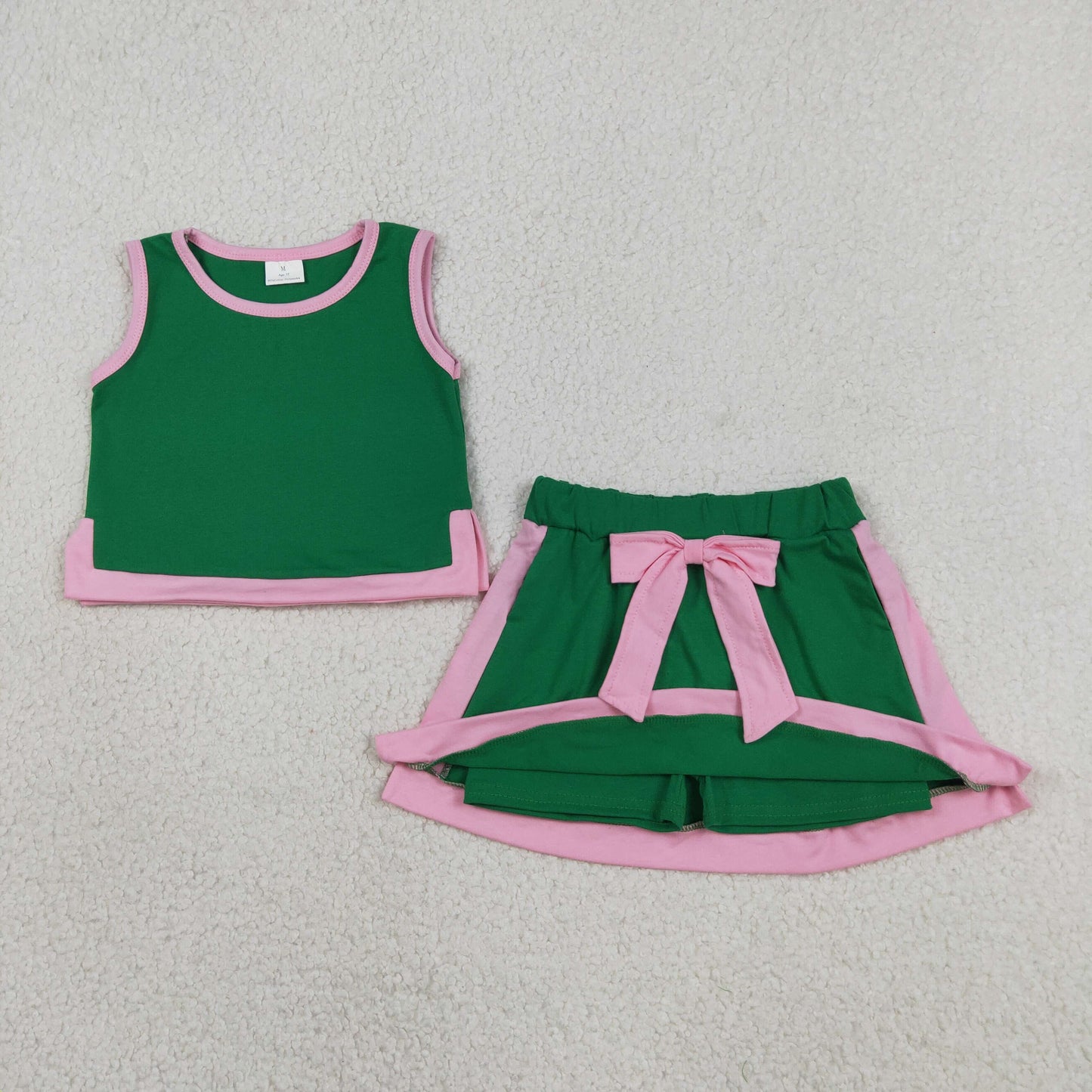 Green Short Sleeve Girls Set GSD3830