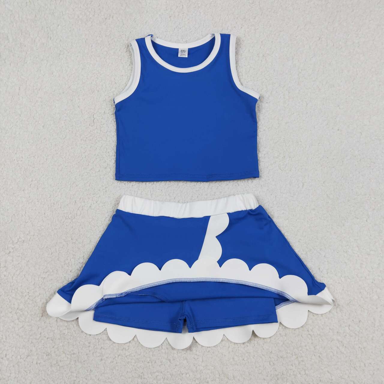 Athletic Blue Scalloped Red Skort Outfits GSD4022