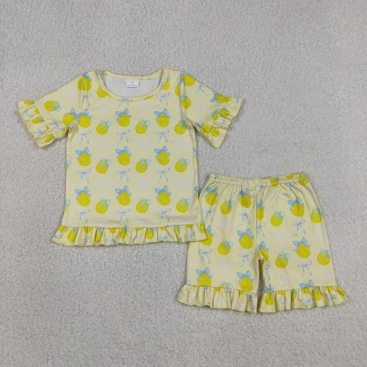 lemon Print Short Sleeve Girls Set GSSO3326
