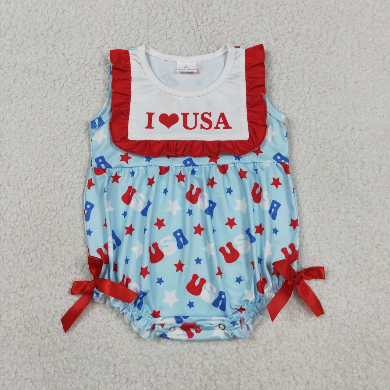 4th of july i love USA Print Girls Baby Romper  SR4154