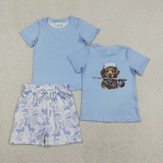 Camo Blue Dog Boy Set