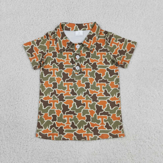Green Camo with Button football short sleeve Shirt BT1696