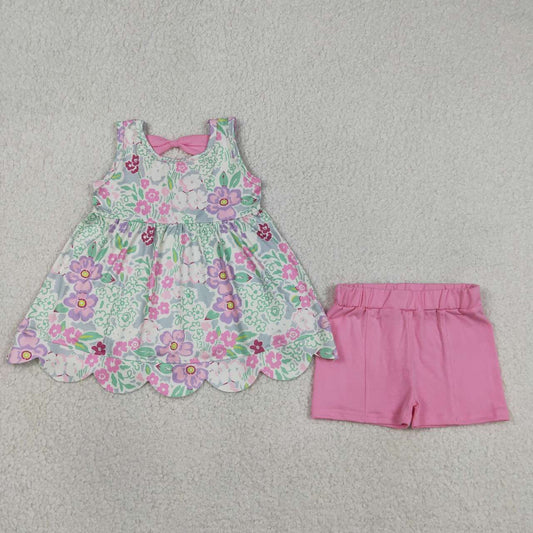 Sleeveless Floral scalloped edges Girls Set GSSO3385