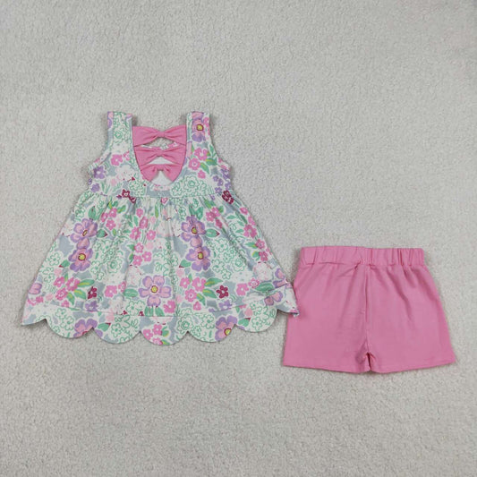 Sleeveless Floral scalloped edges Girls Set GSSO3385