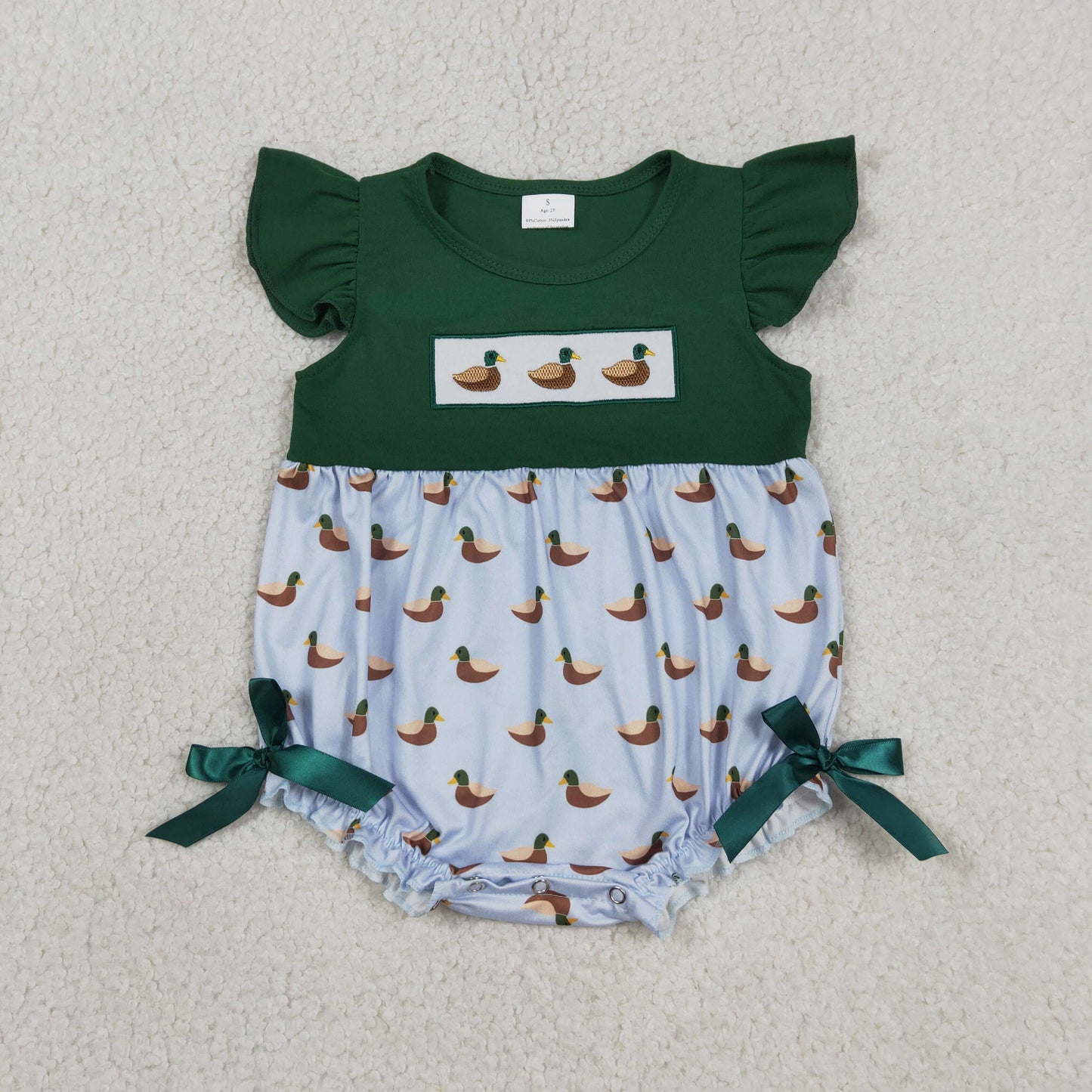 Embroidered Duck Girls Baby Romper  SR4091