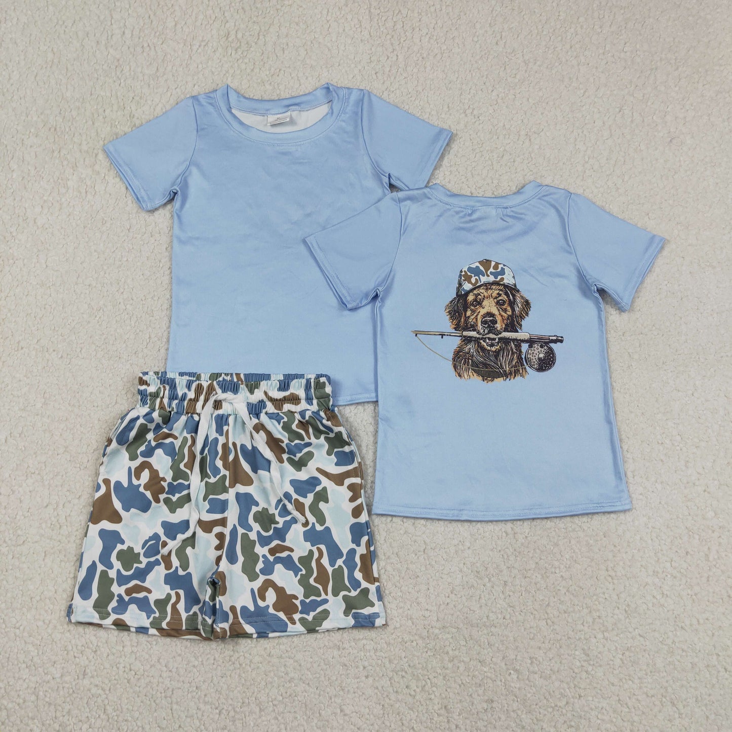 Camo Blue Dog Boy Set