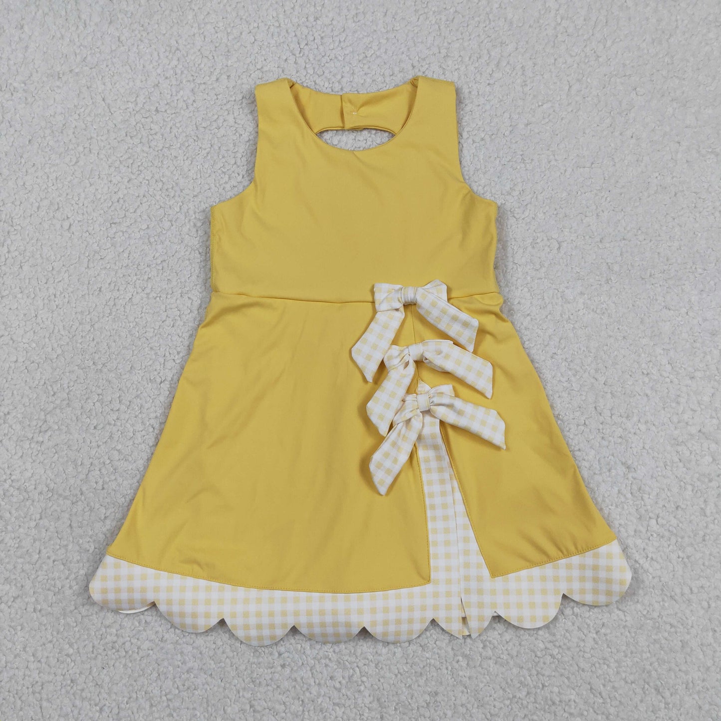 Athletic Yellow Sleeveless Girls Dress GSD3318