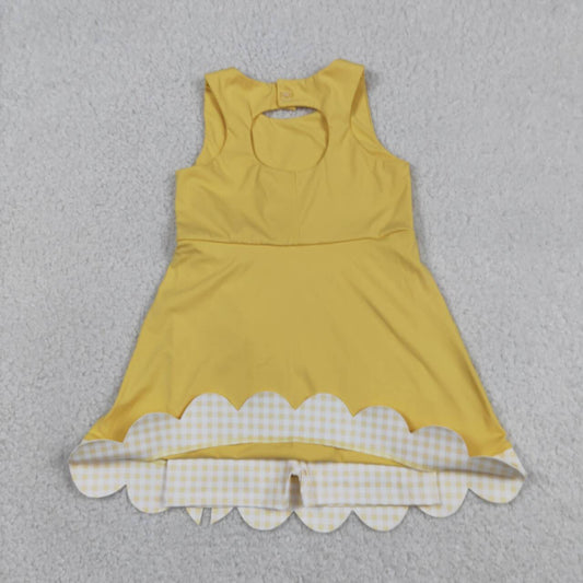 Athletic Yellow Sleeveless Girls Dress GSD3318