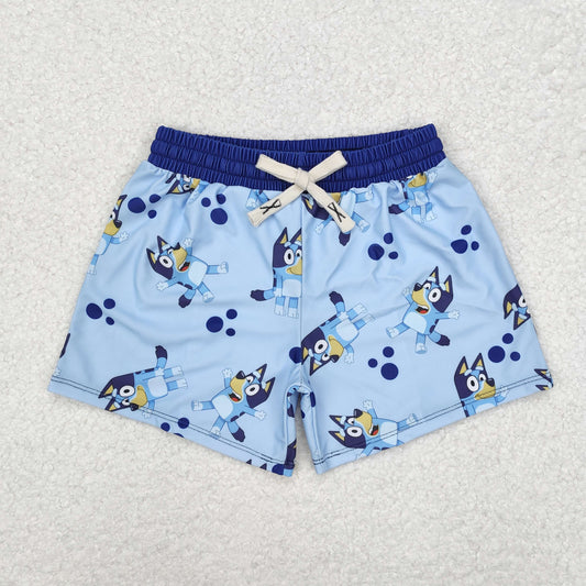 Blue cartoon Print short swim