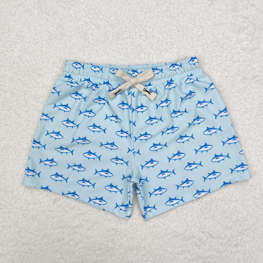 Blue Fish Print short swim