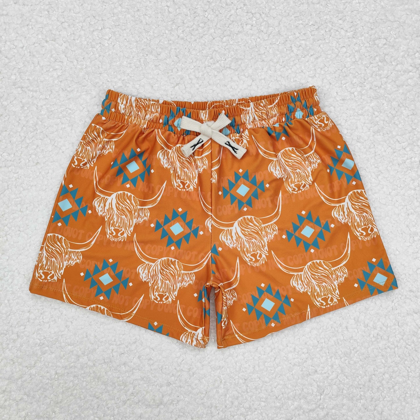 orange argyle cattle Print short swim