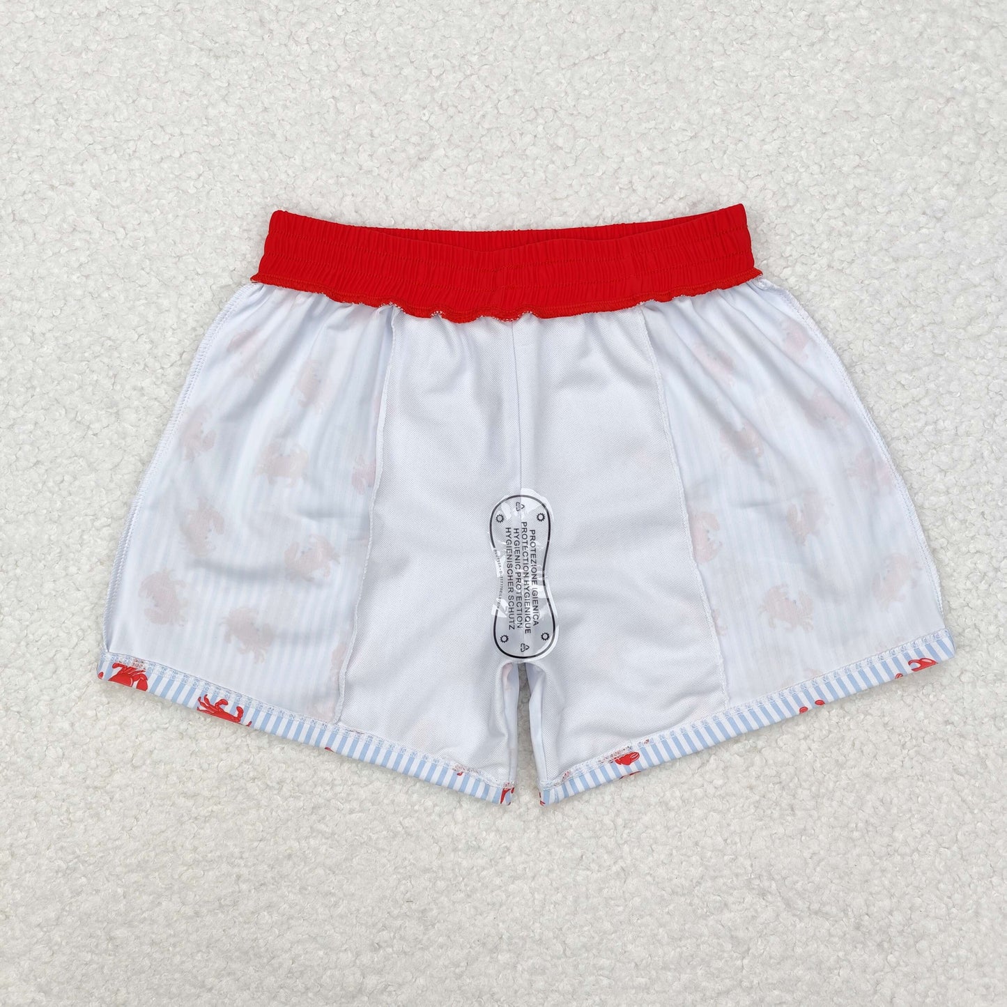 Blue stripe red crab Print short swim