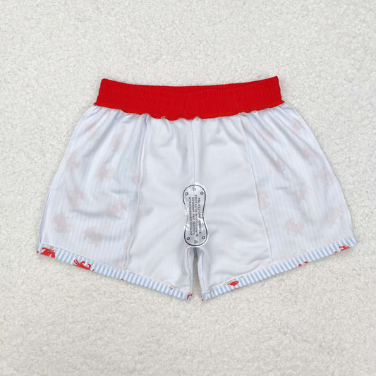 Blue stripe red crab Print short swim