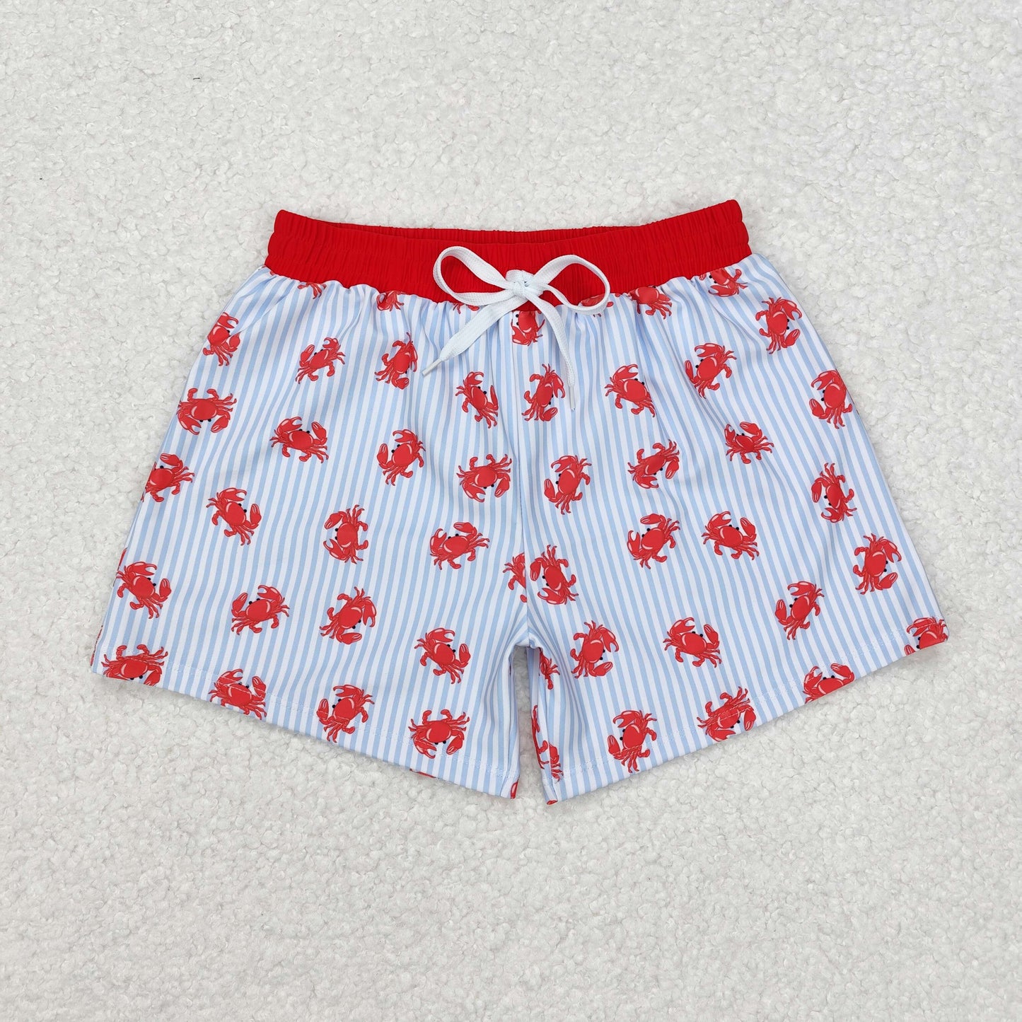 Blue stripe red crab Print short swim