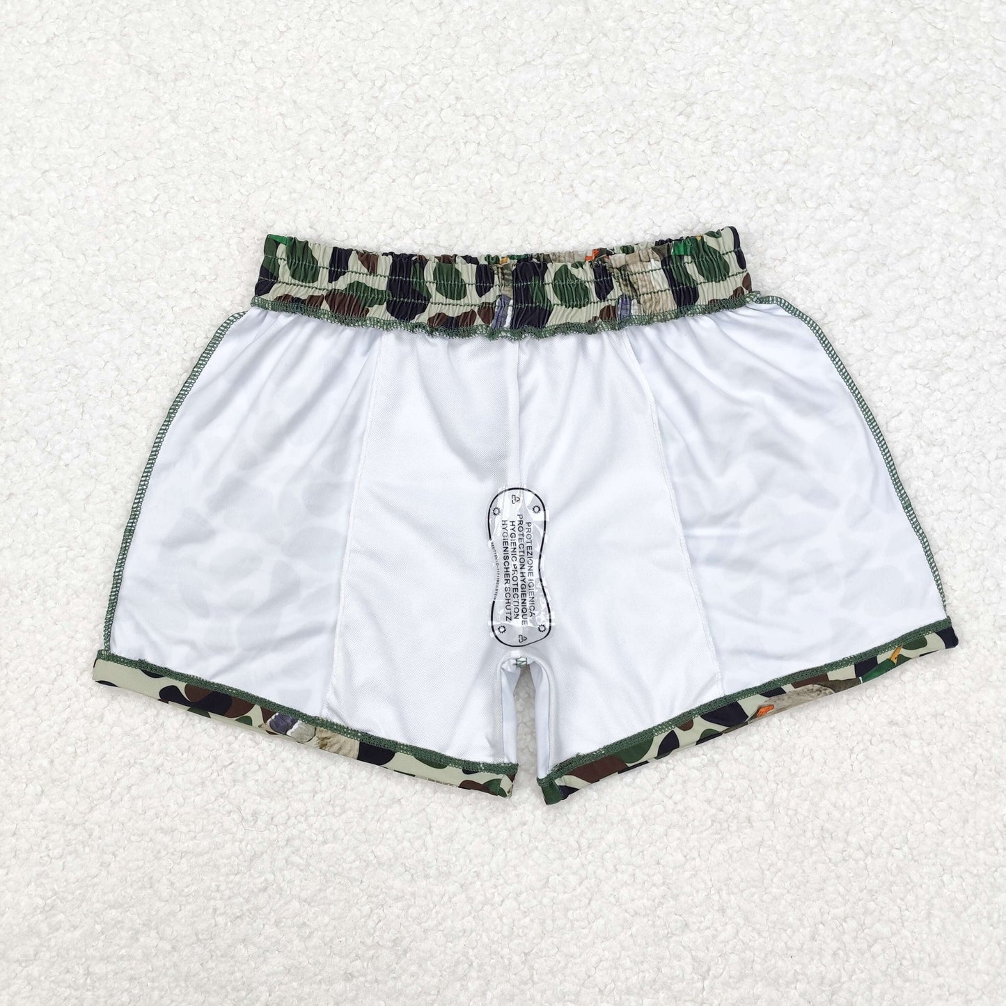 camo green brown Print short swim