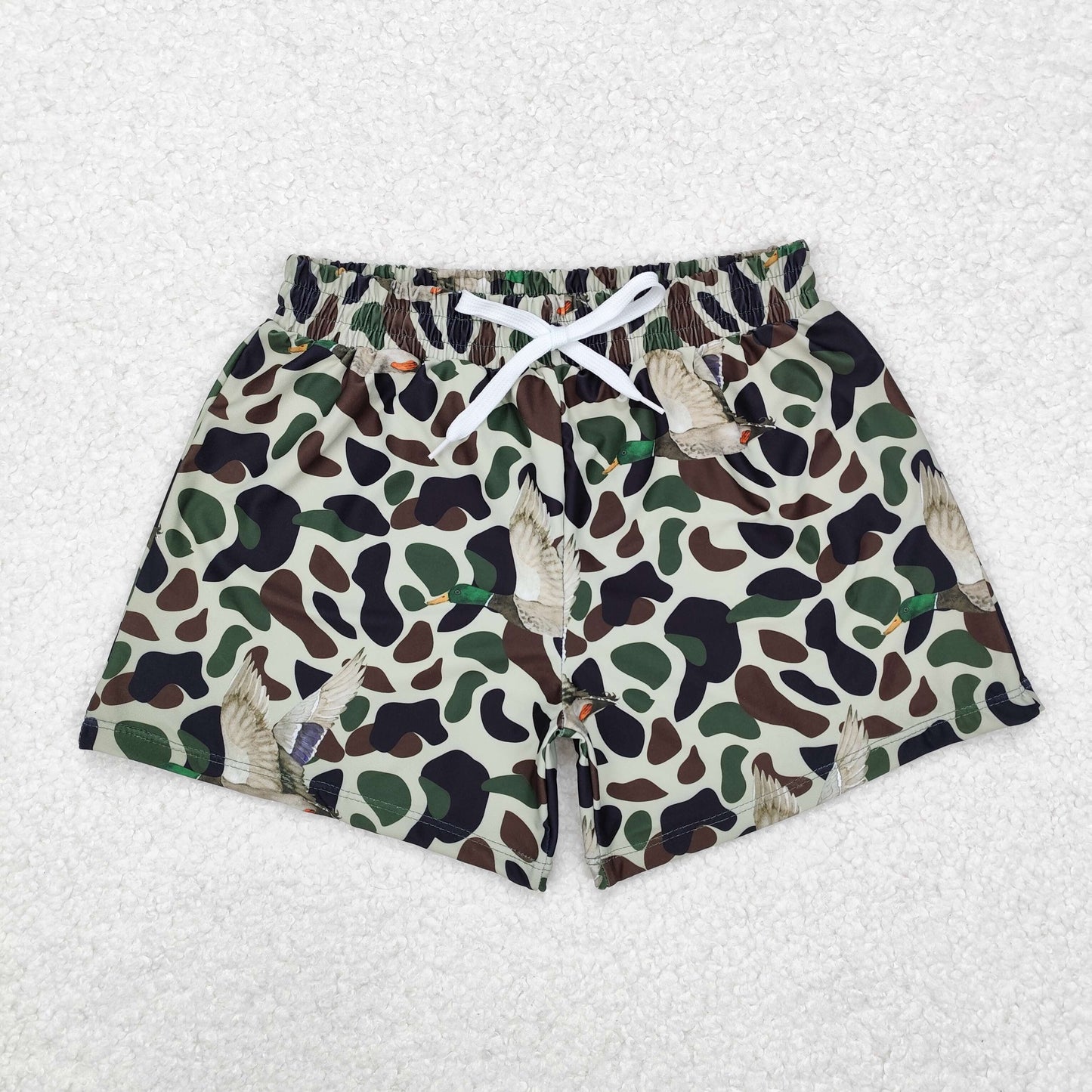 camo green brown Print short swim