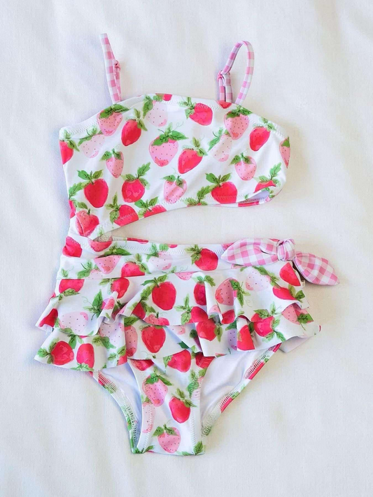 pre -order pink Fruit print girl swimsuitS0526
