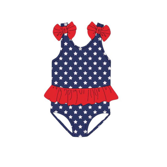 pre -order stars print girl swimsuit S0530