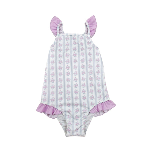 purple print girl Swimsuit S0643