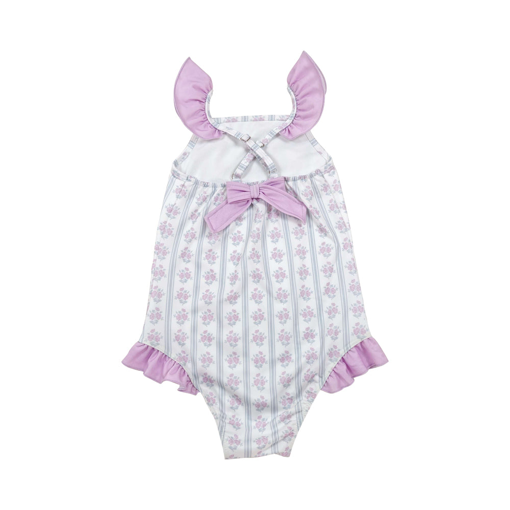 purple print girl Swimsuit S0643