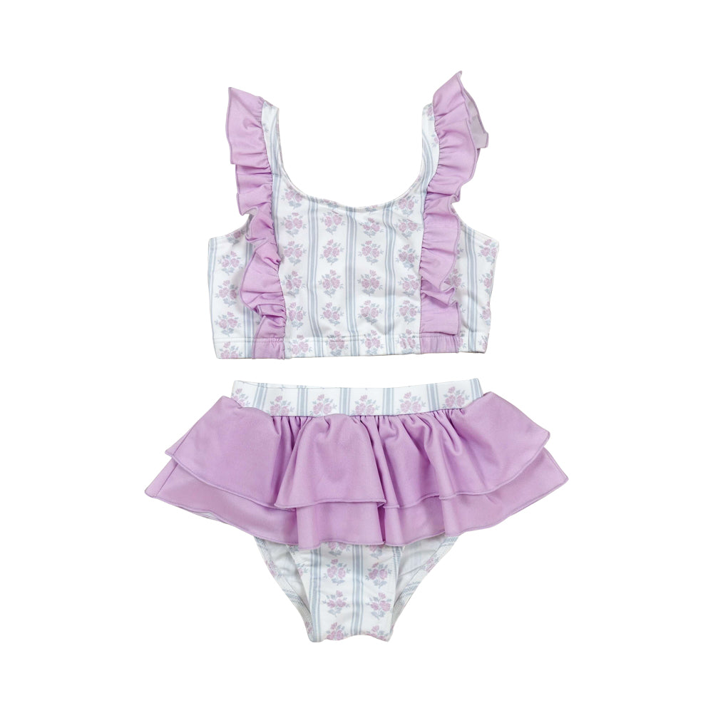 2pc purple Bow girl Swimsuit S0644