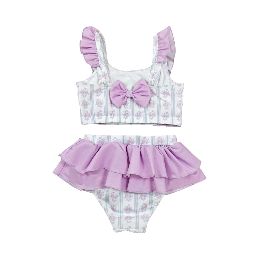 2pc purple Bow girl Swimsuit S0644