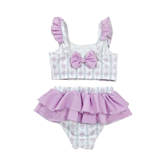 2pc purple Bow girl Swimsuit S0644